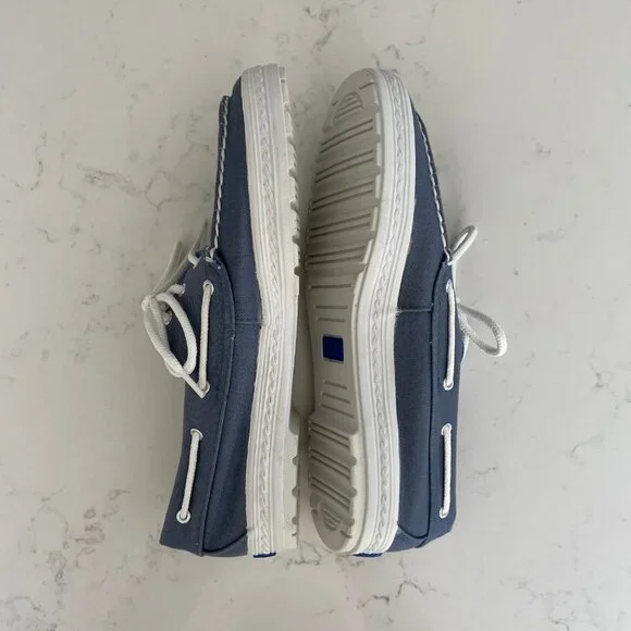 Keds Charter Nautical Casual Slip On Canvas Deck Shoes Blue + White Sz 7.5 - Picture 6 of 11